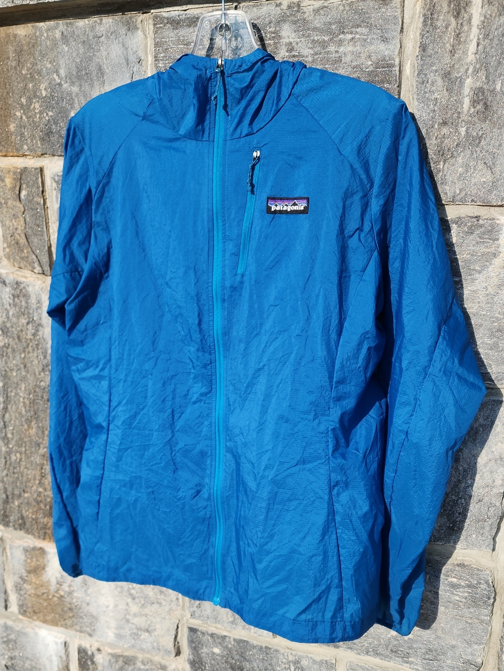 Patagonia Houdini Bright Blue Hooded Windbreaker sz Medium